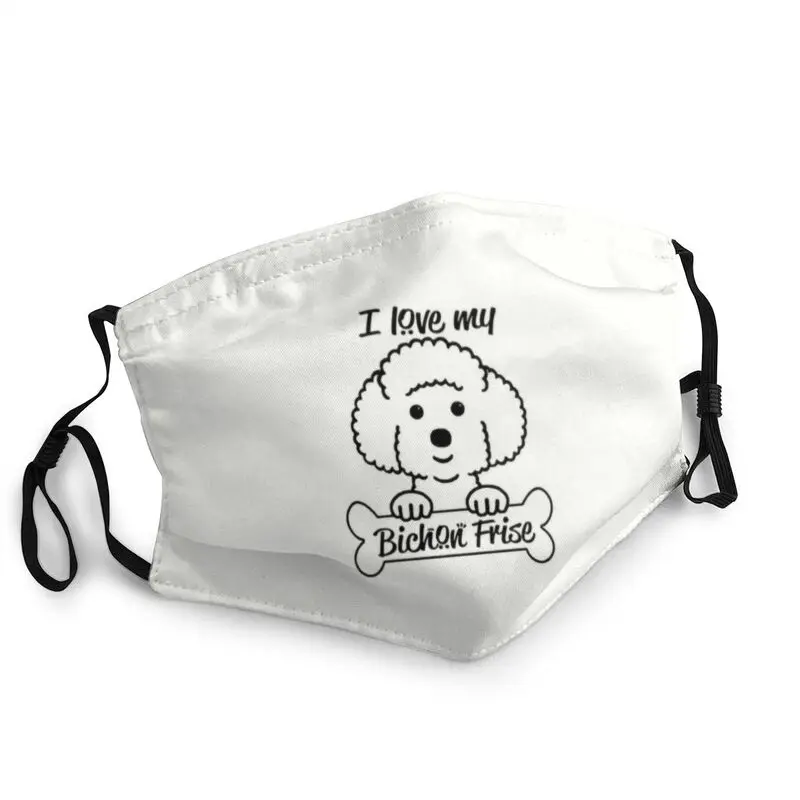 

I Love My Bichon Frise Breathable Mouth Face Mask Adult Dog Mask Anti Haze Dustproof Protection Cover Respirator Muffle