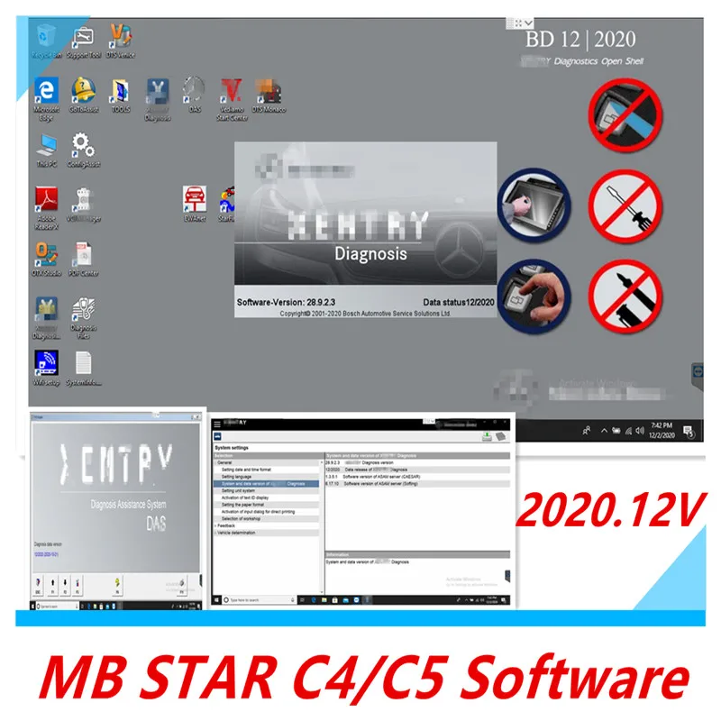2020 Одежда высшего качества MB Star C4 SD Connect звезда диагностики с ноутбуком E6420 и