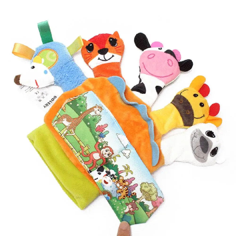 

Hand Puppets Baby Cartoon Animal Shaped Finger Set Cloth Book Ring Paper Kids Early Education Interaction Set Gloves expedient
