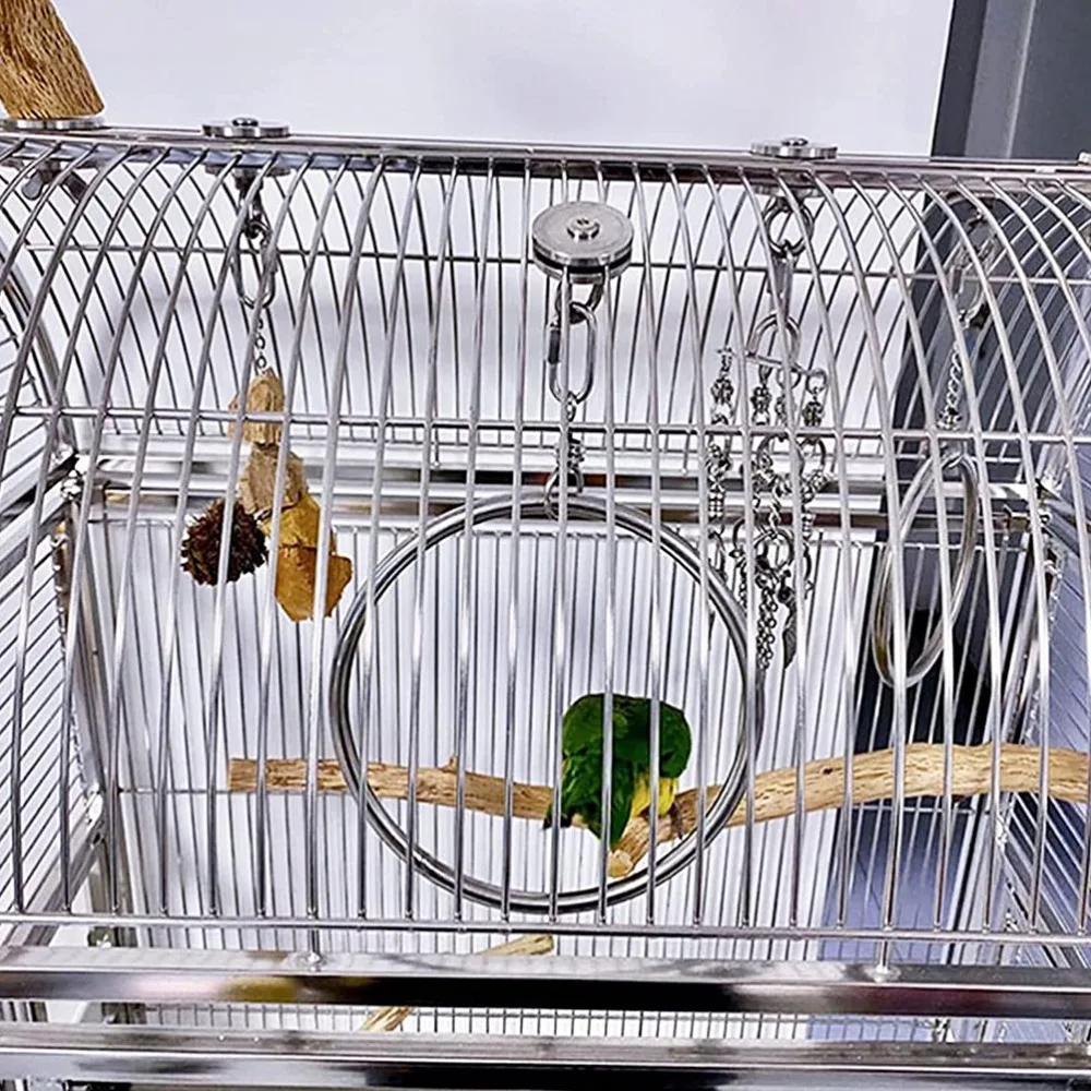 

1 Set of Bird Playing Swing Durable Parrot Stand Funny Playing Ring (Silver)