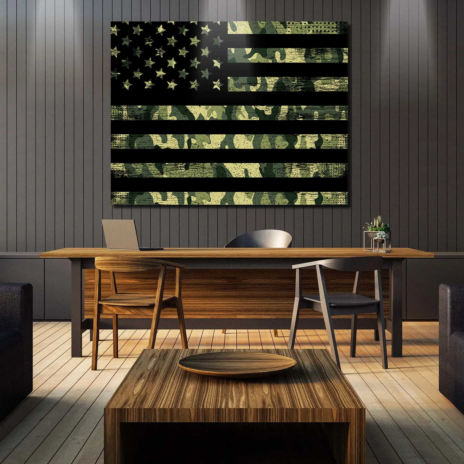 DIY живопись по номерам картинки зеленый камуфляж Американский флаг Холст Картина