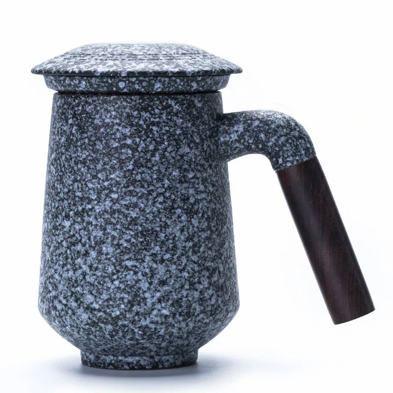 1 шт Черная керамика кружка Чай разделение с крышкой Керамика чашка фильтром для