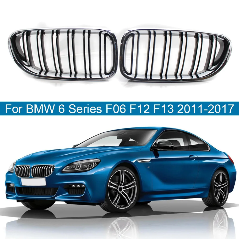 

Gloss Silver Car Front Bumper Kidney Grilles Grill Double Slat Replacement For BMW 6 Series M6 640i 650i F06 F12 F13 2011-2017