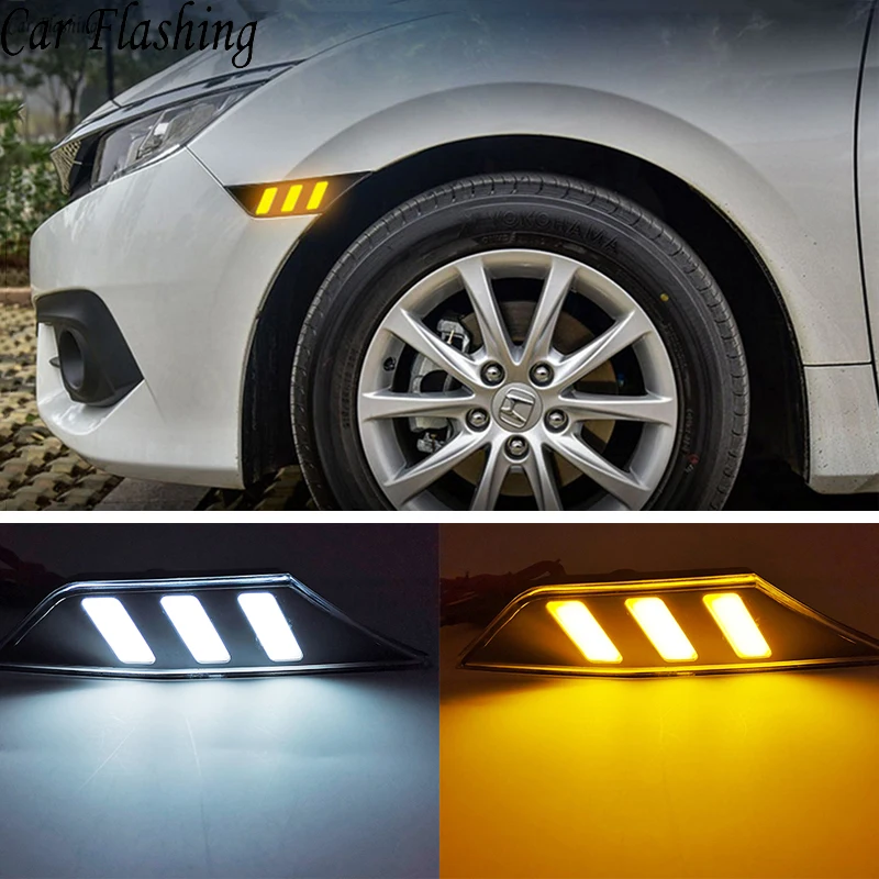 2 шт. светодиодные боковые габаритные фонари DRL для 2016 2017 2018 10th Gen Honda Civic