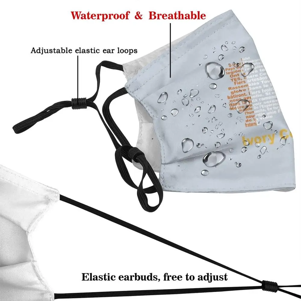 (Гимн карта флаг) Кот д 'Ивуар Забавный принт многоразовые Pm2.5 фильтр маска для