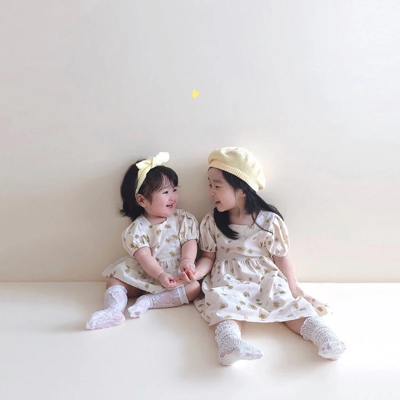 baby bodysuit brother and sister clothes little daisy Korean stule |