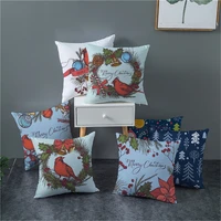fuwatacchi merry christmas cushion covers red bird colorful tree pillow cover for home sofa decorative throw pillowcases 4545cm