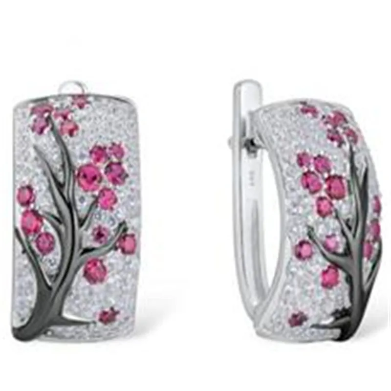 

Milangir Trendy Transparent Earrings Retro Crystal Plum Tree Branch Blossom Drop Earrings Wedding Jewelry s