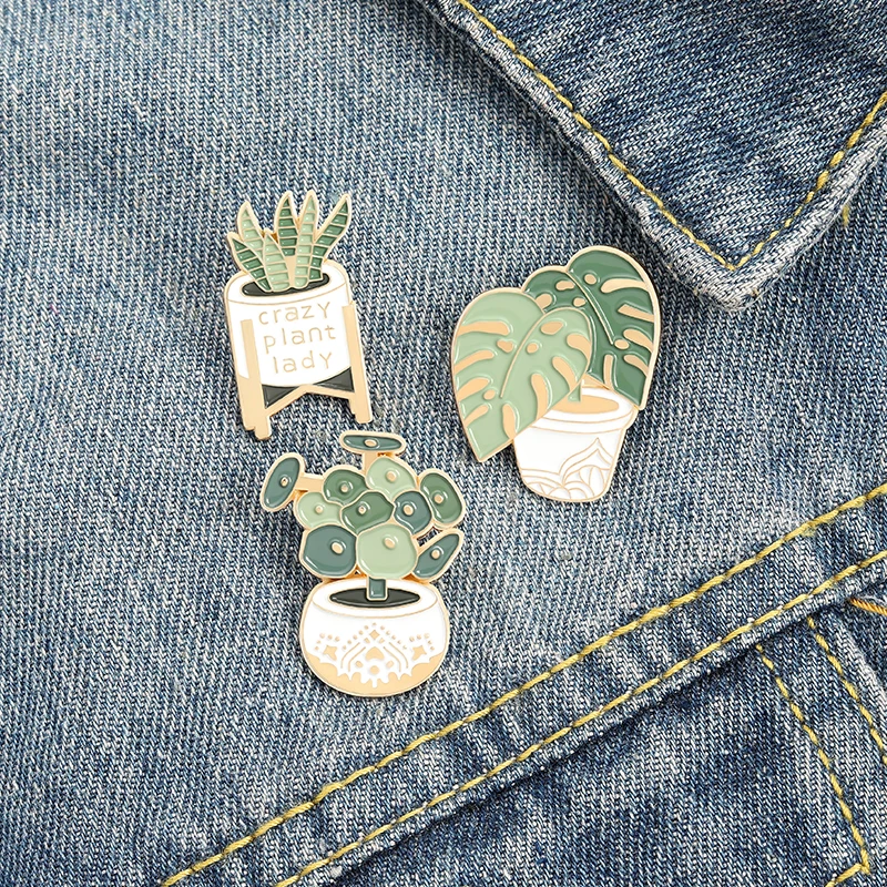 

Monstera Potted Plant Enamel Pin Plants Brooches Collect Lapel Badges Cartoon Pins Gifts for Friends Jewelry Wholesale