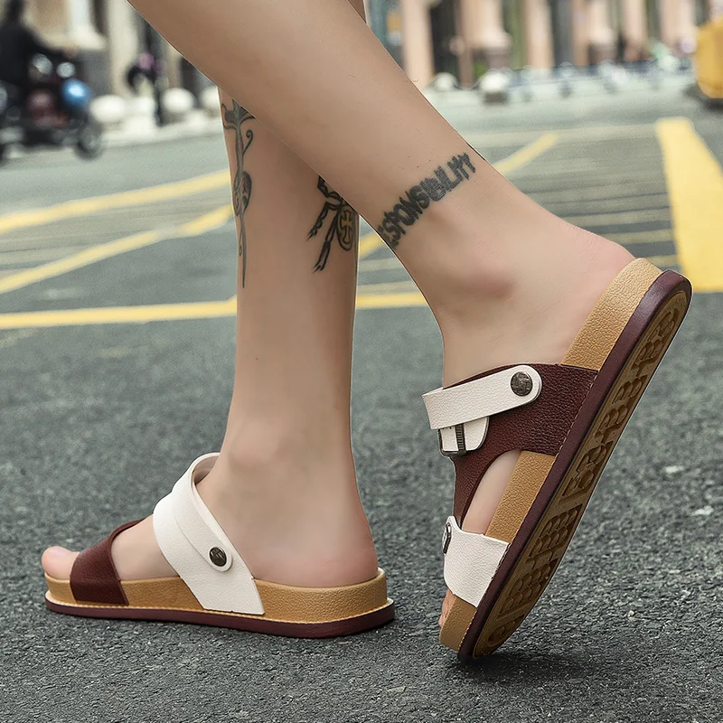 

Men Leather Sandals Summer Classic Men Shoes Slippers Soft Sandals Men Roman Comfortable Walking Footwear Dropshipping