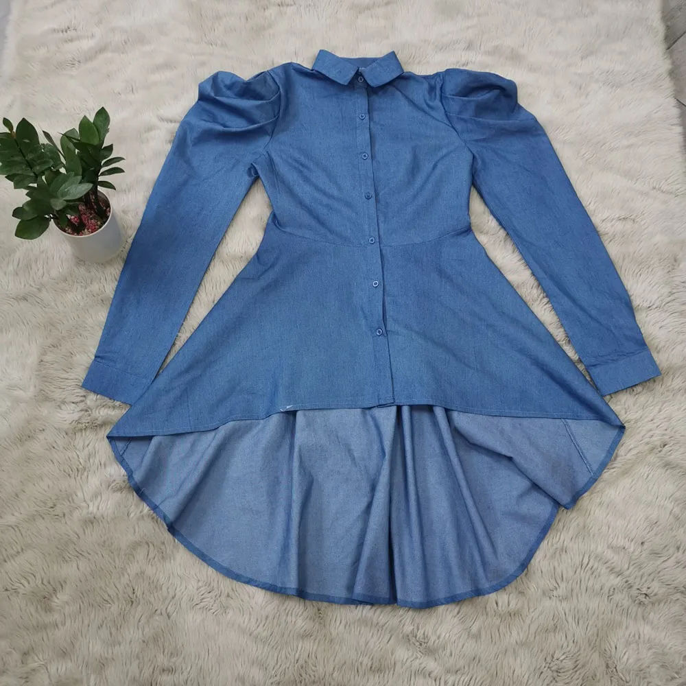 Женские синие длинные джинсовые рубашки весенние тонкие африканские 2020 с