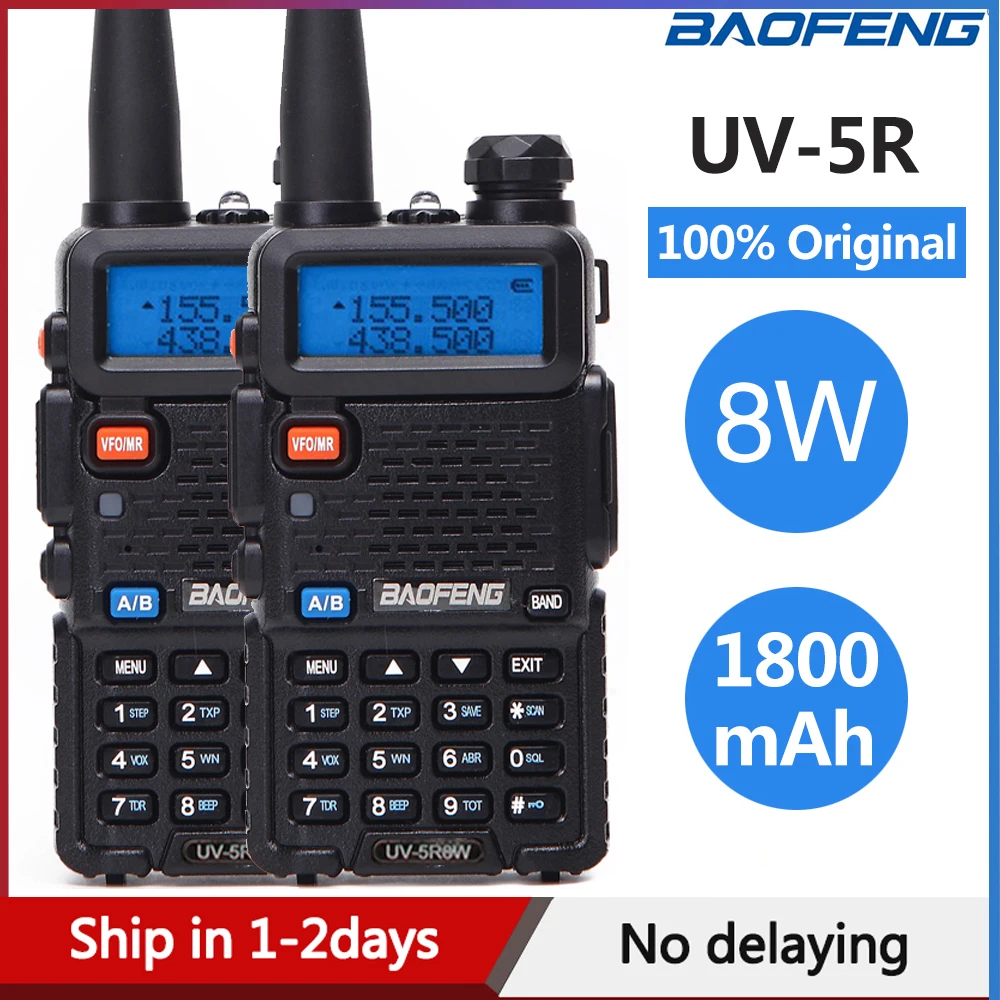 2 шт. Baofeng UV-5R 8 Вт рация профессиональная CB радиостанция Baofeng UV5R приемопередатчик VHF UHF портативная охотничья радиостанция