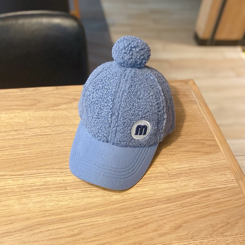 

Children's hats Autumn/Winter boy's cap Korean version of female baby lamb down baseball cap kids fashion personality trend
