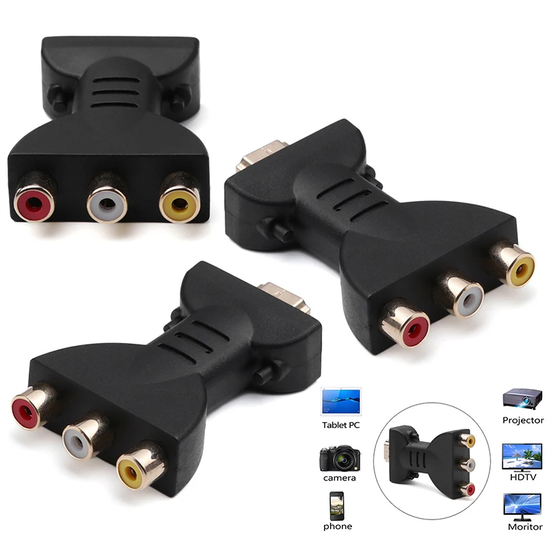 Позолоченный HDMI штекер 3 RGB RCA видео аудио адаптер AV компонентный конвертер для 720P