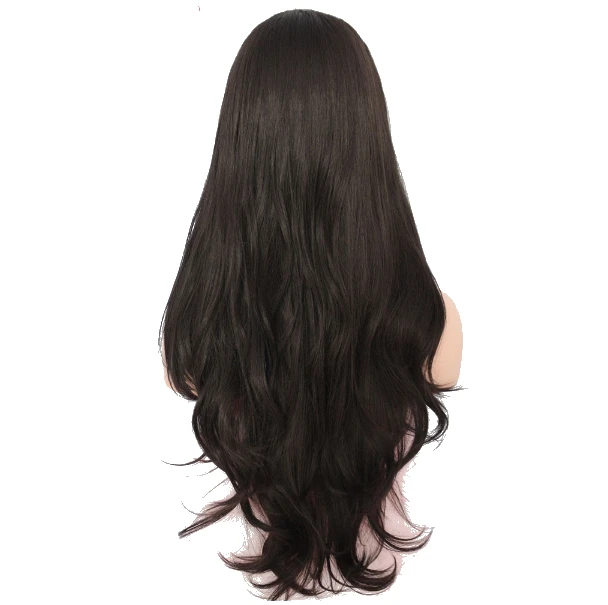 MRWIG средняя часть синтетический передний парик шнурка glueless 1b#2# длинные волнистые термостойкие волокна для женщин - Цвет: #2