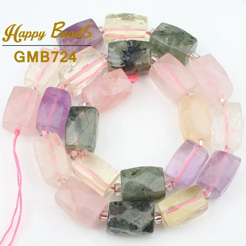 

Natural Faceted Mixed Quartz Beads Irregular Column High Quality Loose Bead For Jewelry Making Diy Pendant Bracelet 11x16mm 15"