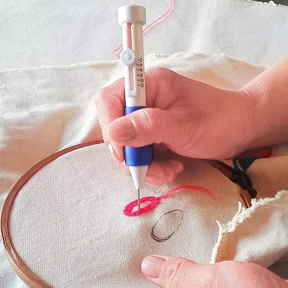 

1 Set Embroidery Starter Kit Embroidery Pen Punch Needle Hoops Threads Stitching Punch Pen DIY Sewing Craft Tool For Beginner