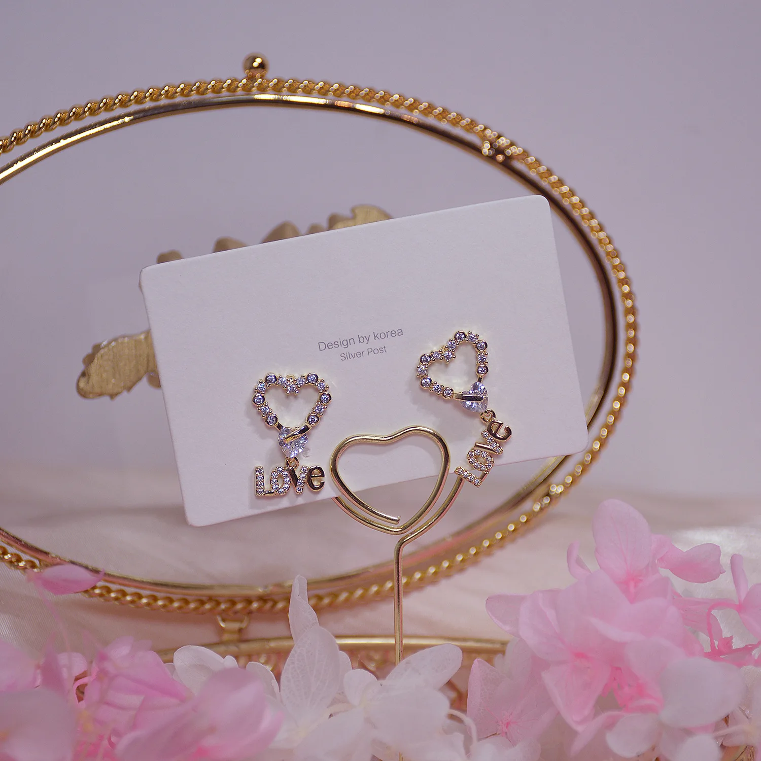 

14K Real Gold S Needle Micro-inlaid Zircon Love Letters Asymmetrical Love Stud Earrings for Women Date Jewelry