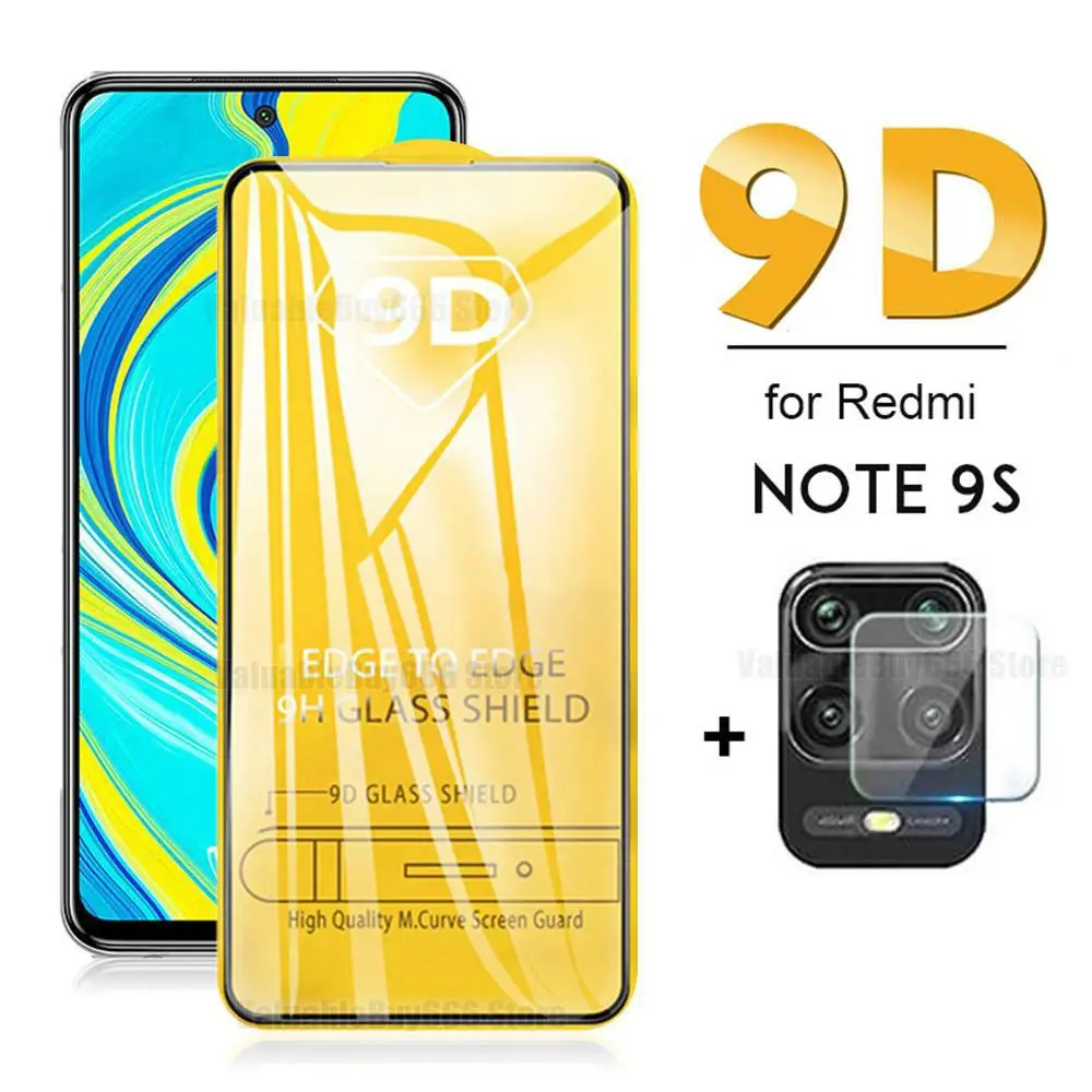 Защитная пленка для экрана 2 в 1 Redmi Note 9 9S Pro Max 8 8T 7 с полным клеем 9D закаленное