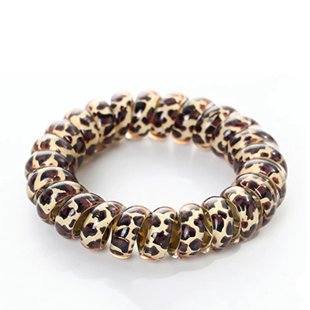 1PCS Leopard Hair Scrunchie Elastic Bands Circle Spiral Ties Women Girls Headwear Ponytail Holder Accessories |