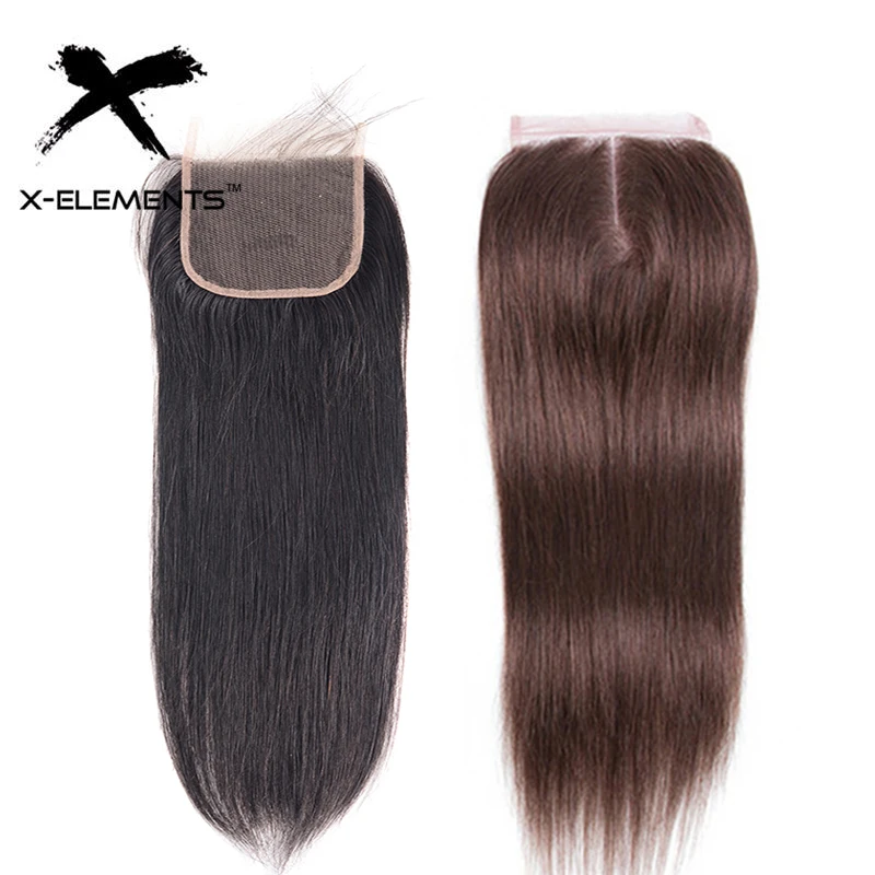 Перуанские прямые Кружева Закрытие 4x4 человеческие волосы закрытие