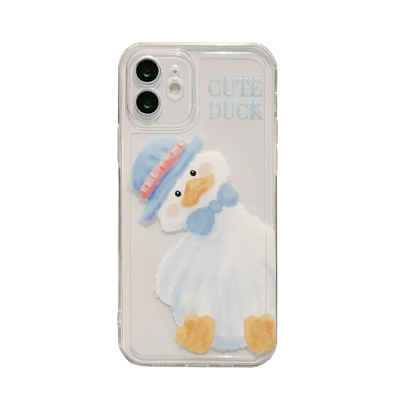 

Ins cute duck soft silicone phone case for iphone 11 12 mini pro max 13 plus x xr xsmax se 2020 cartoon cover protective capa