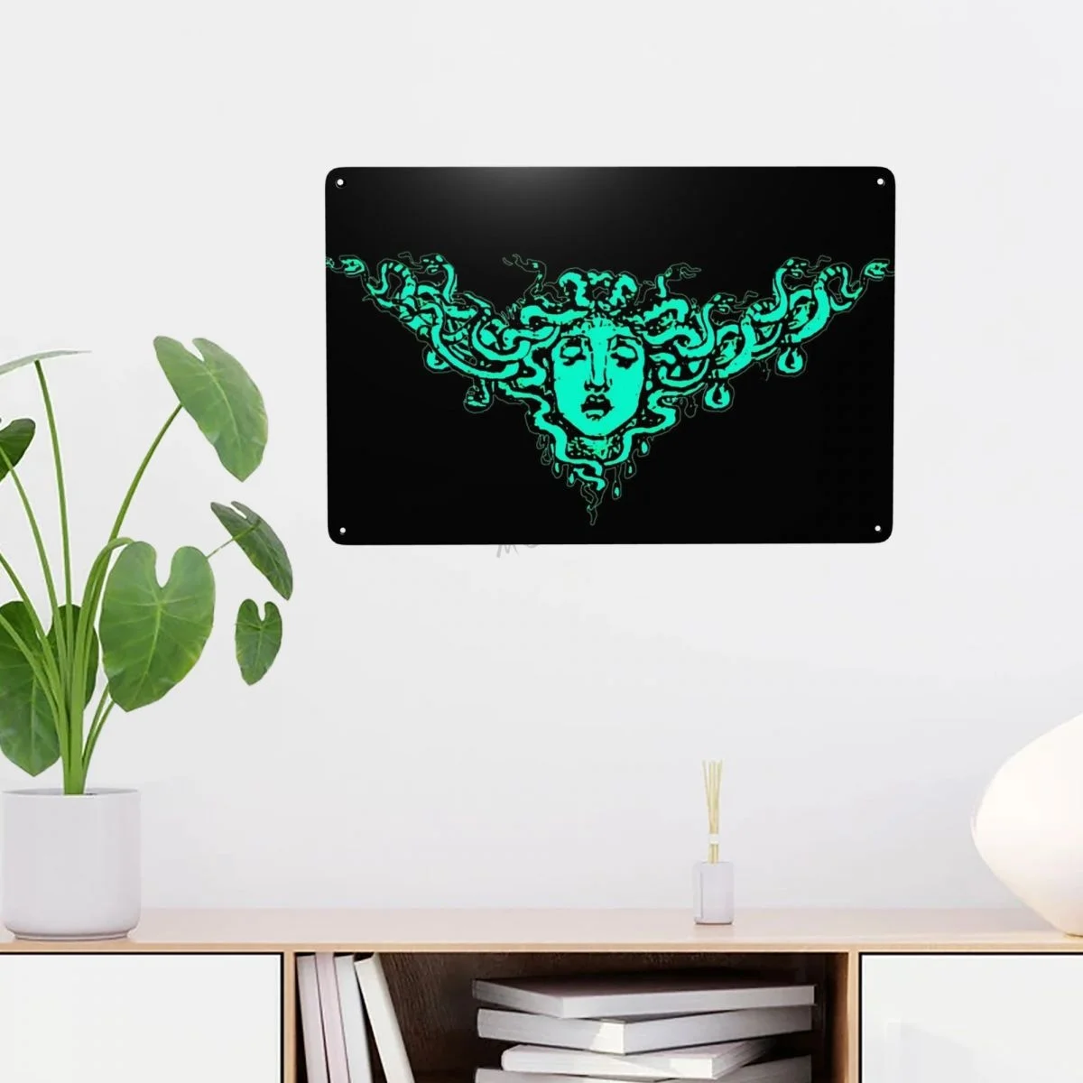 

Армированный черный металлический жестяной знак Athena's Aegis, старинная греческая мифология, железная живопись, Декор для дома, бара, комнаты, н...