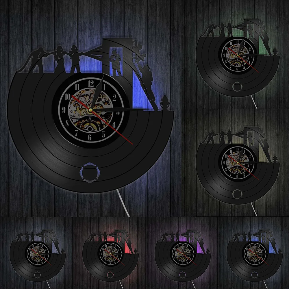 Настенные часы ручной работы с виниловой пластиной 3d-декор для пожарными