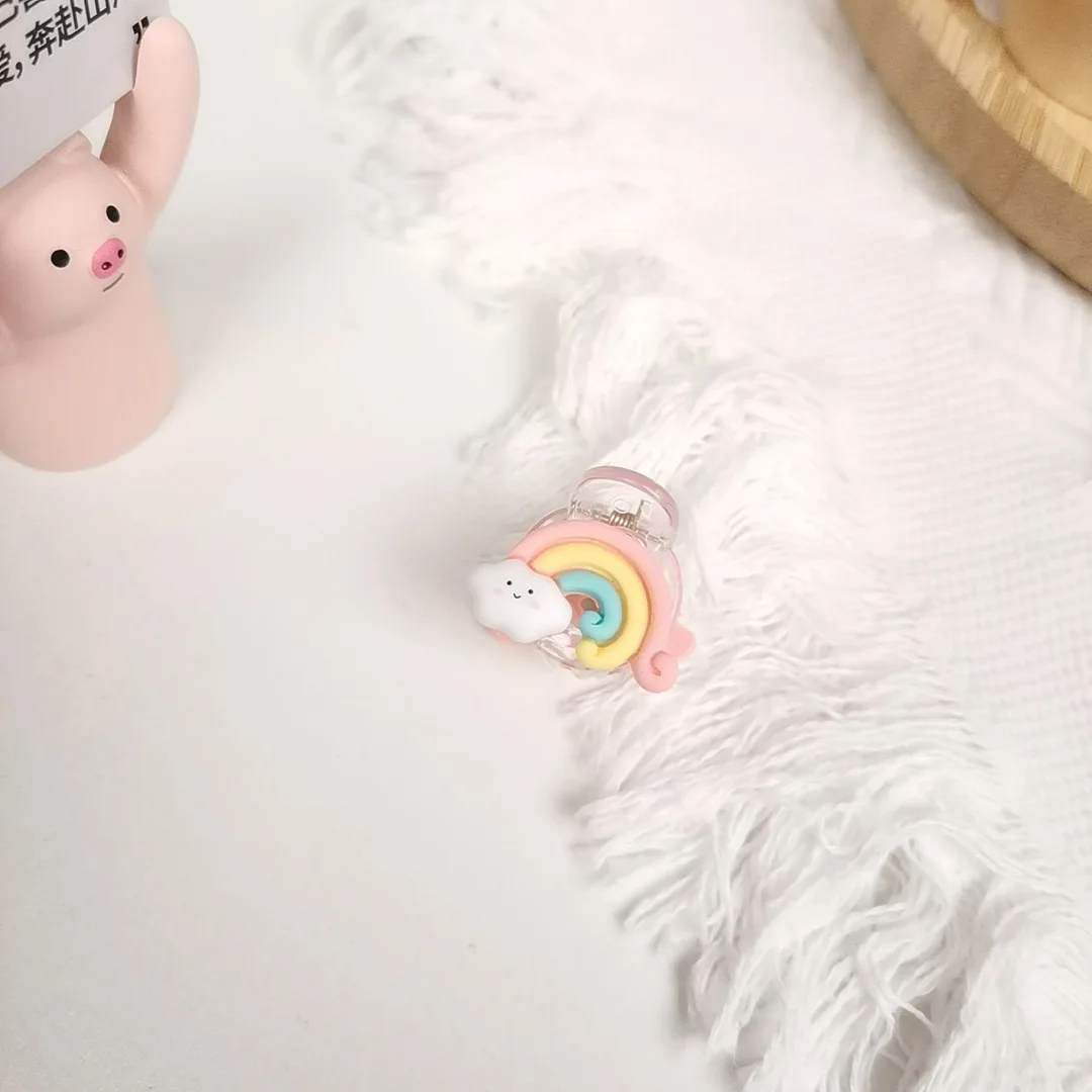 

Children Rainbow Cloud Small Hair Claw Baby Cute Mini Cartoons Girl Bangs Claw Clip Don't Hurt Hair Transparent Acrylic Hairpins