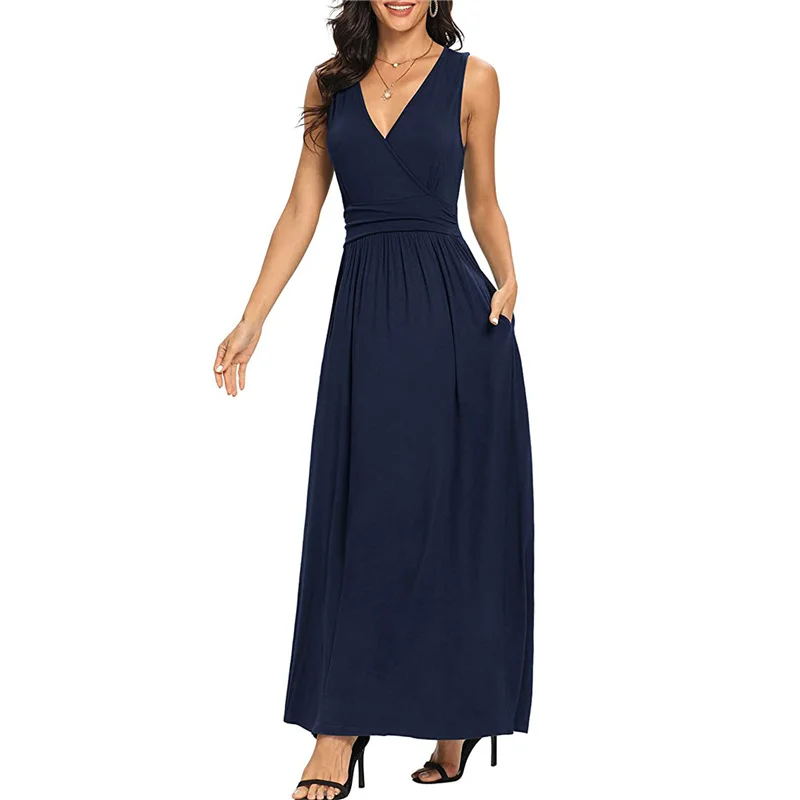 

Summer Sexy Dress Women 2021 New High Waist V-Neck Plus Size White Red Black Simple Temperament Fashion Long Dress Vestido N871