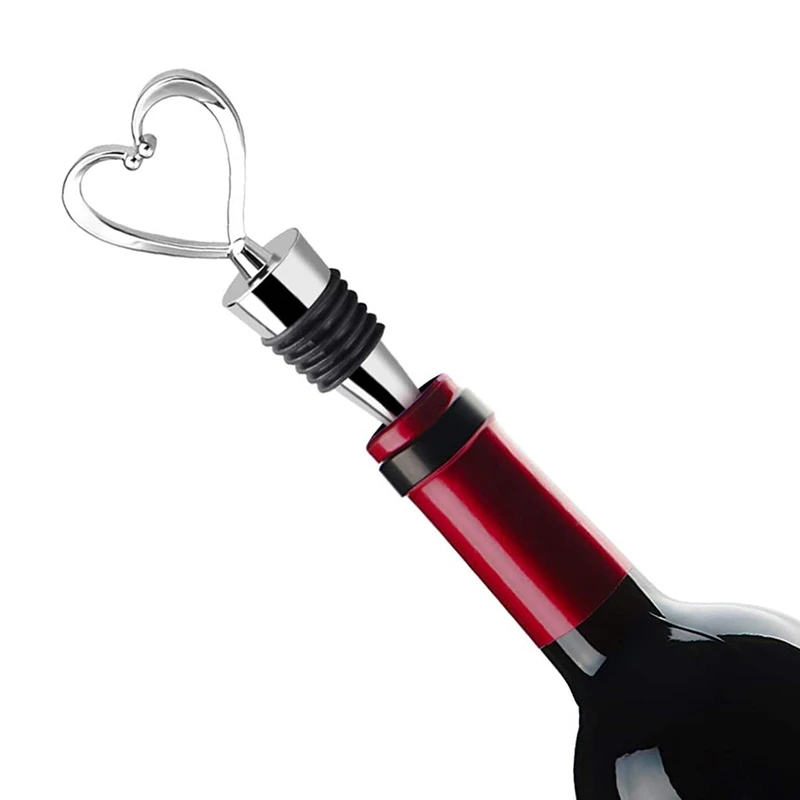 

4Pcs Heart Wine Bottle Stoppers, Champagne Colser for Sealing Wine, Beer - Love Decorative Wine Corks