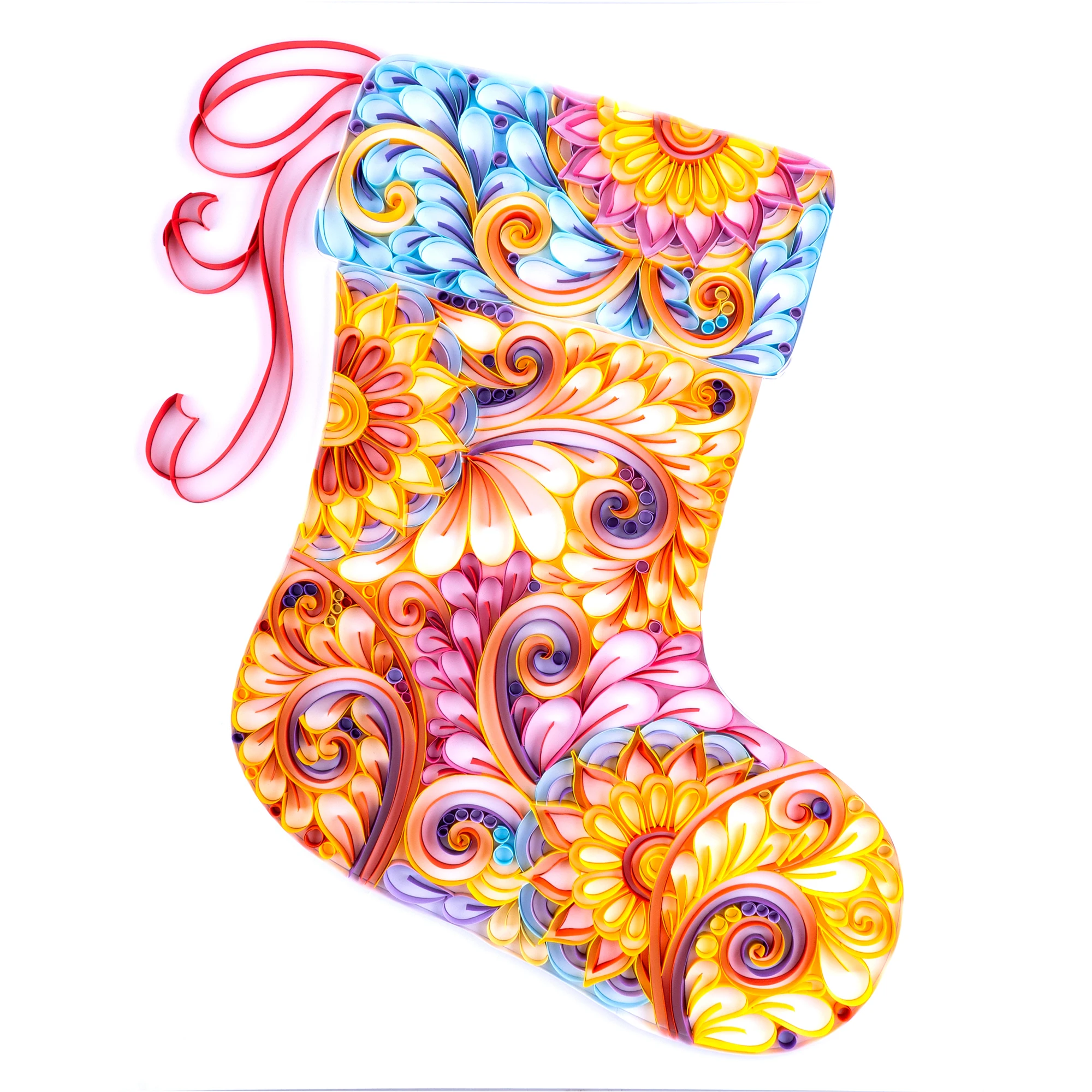 

UNIQUILLING Christmas Sock Quilling Paper Paintings Wall Art Decor DIY Quilling Paper Crafts Gifts DIY Quilling Paper Tools Kits