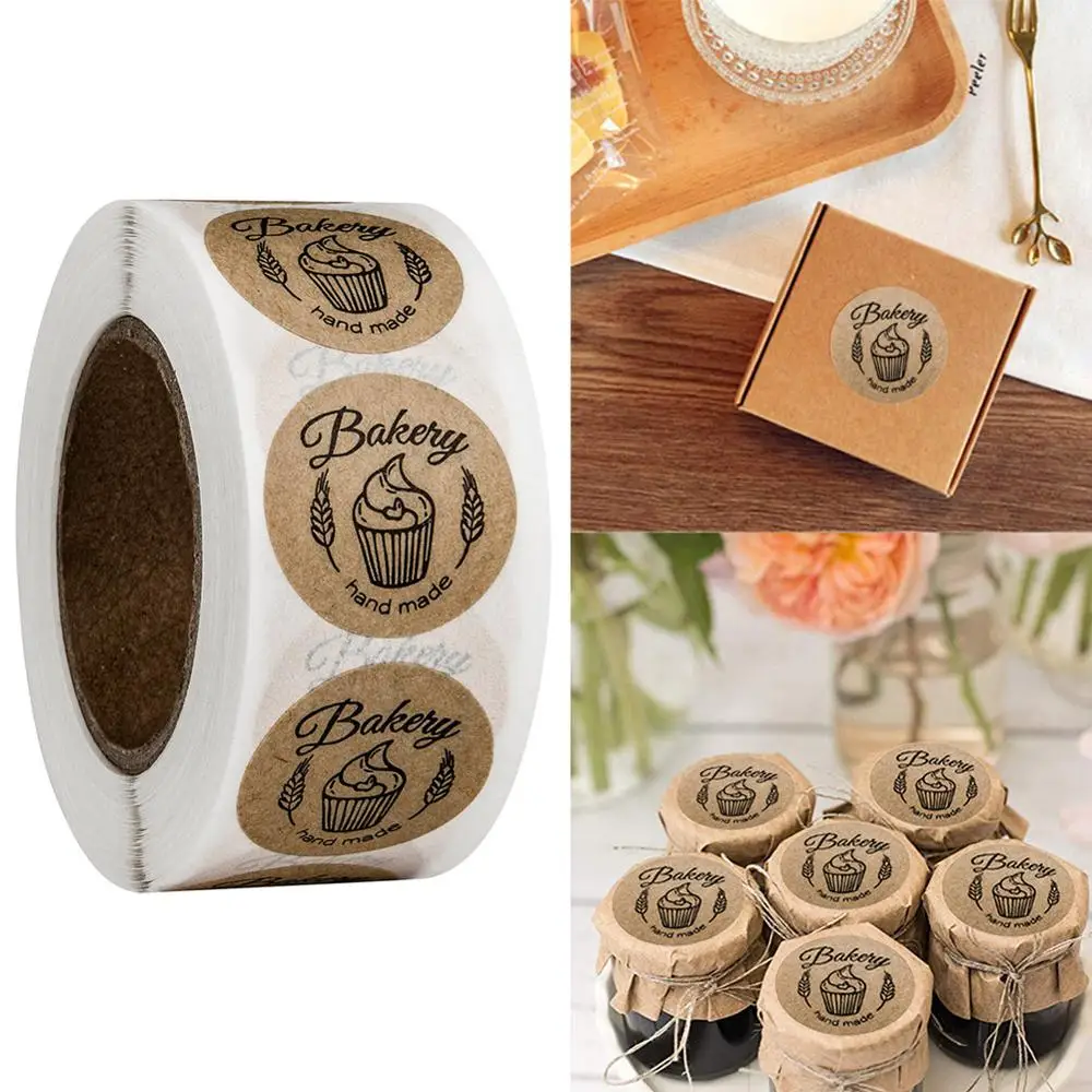

500 PCS Self-adhesive Sticker Handmade Baking Sticker Food Decorative Sticker Handmade Sticker Biscuit Bag Decorative Personali