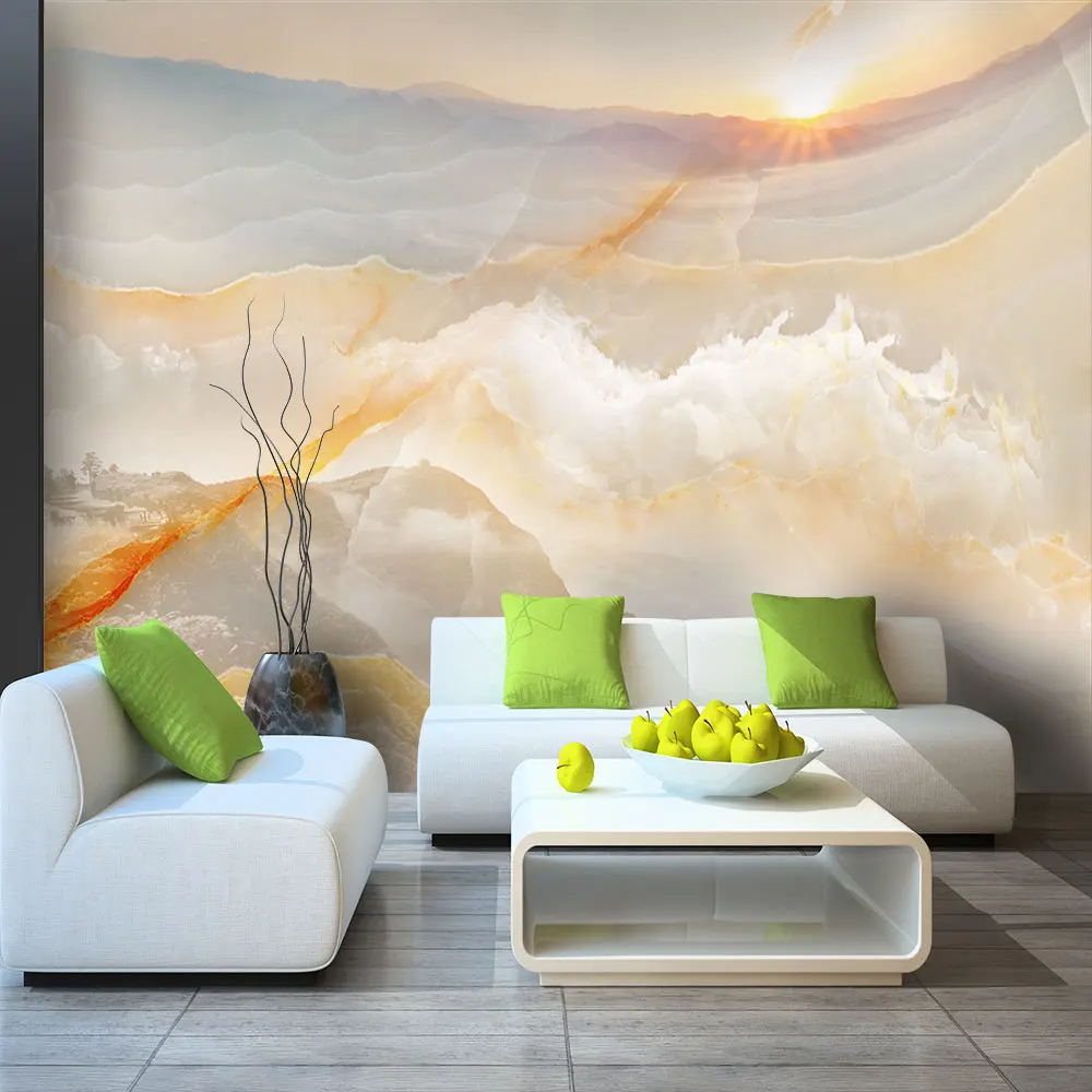 Украшение текстильные обои HD 3D мраморный пейзаж цветок рассвет фон Стена Золотой