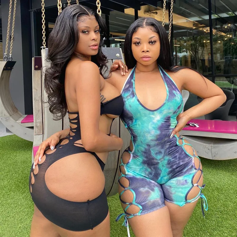 

Hollow Out Bodycon Dress Women Mini Dresses Sexy Strapless Solid Midnight Club Summer 2021 New Trendy Fashion Baddie Clothing