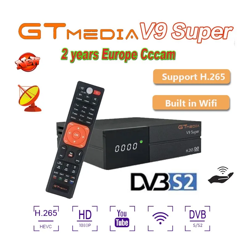 GT Media V9 супер DVB S2 спутниковый ресивер FREESAT V8 Супер новая версия H.265 WIFI + 2 года