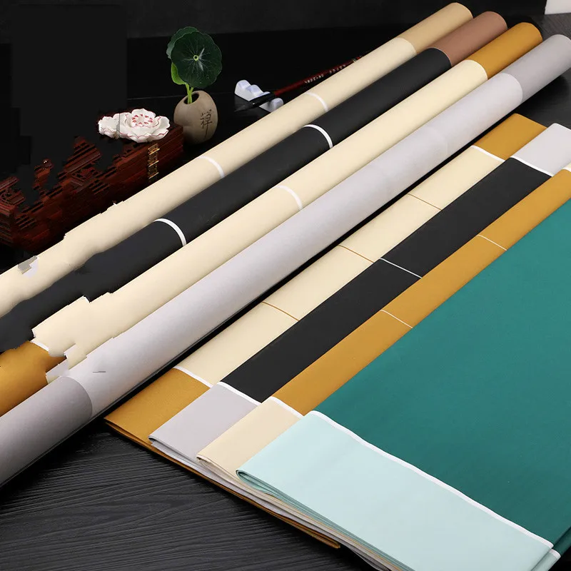 10 Sheets 97*180cm Six-feet Retro Batik Half-Ripe Rice Paper Brush Calligraphy Creation Works Splicing Screen Exhibition