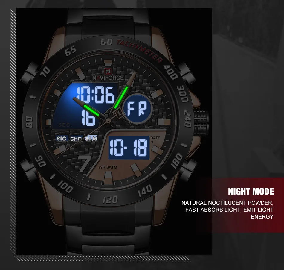 NAVIFORCE Роскошные Брендовые мужские часы Военные Спортивные Цифровые кварцевые часы полностью стальные водонепроницаемые часы Relogio Masculino Новинка
