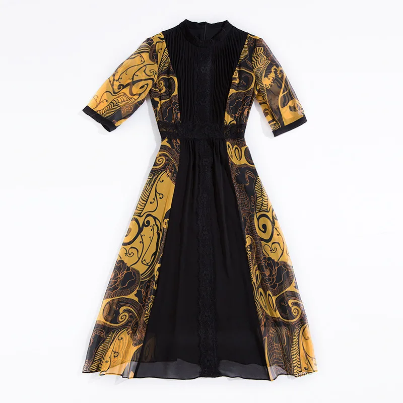 Yellow Retro Summer 2020 Chinese Dress Famale Vintage Women Dresses Large Sizes 5XL Vestidos Mujer FYY647 | Женская одежда