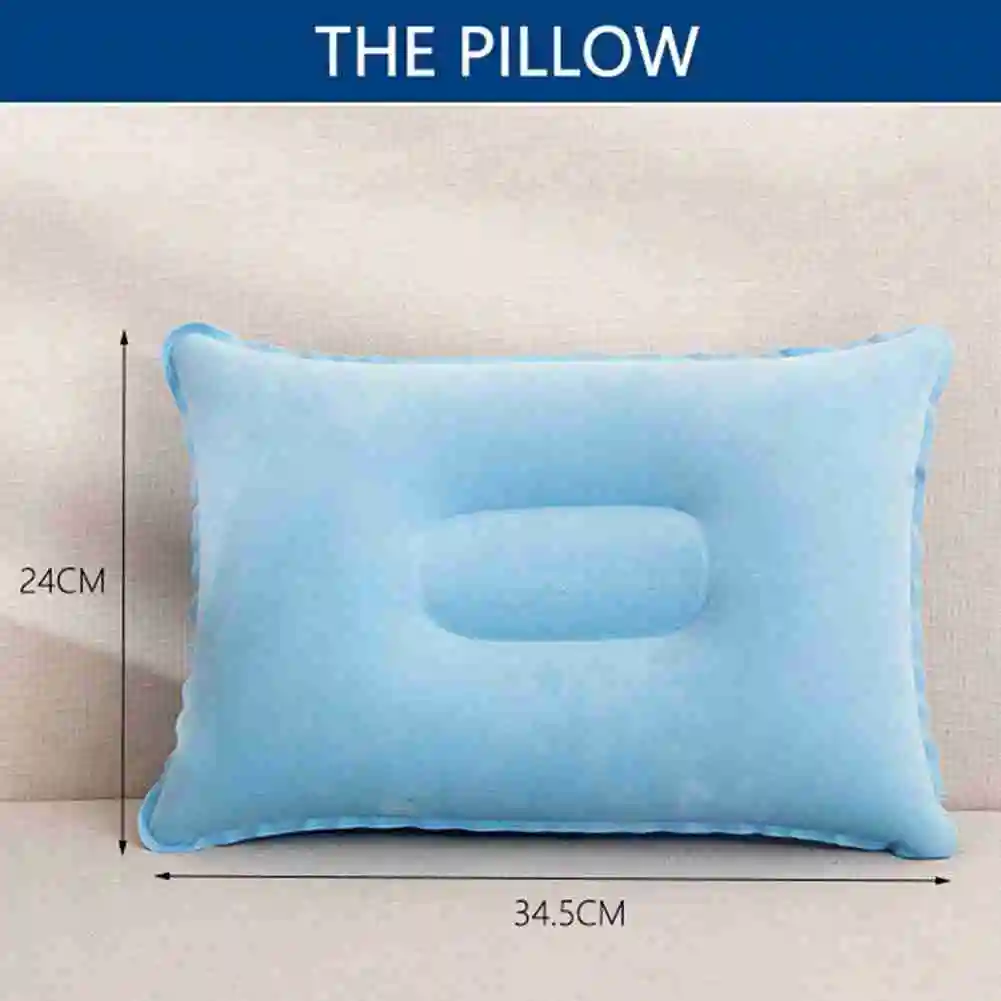 

22*34CM PVC Flocking Inflatable Pillow Ultra-Light Rectangular Sleeping Pillow Outdoor Travel Camping Beach Headrest Support