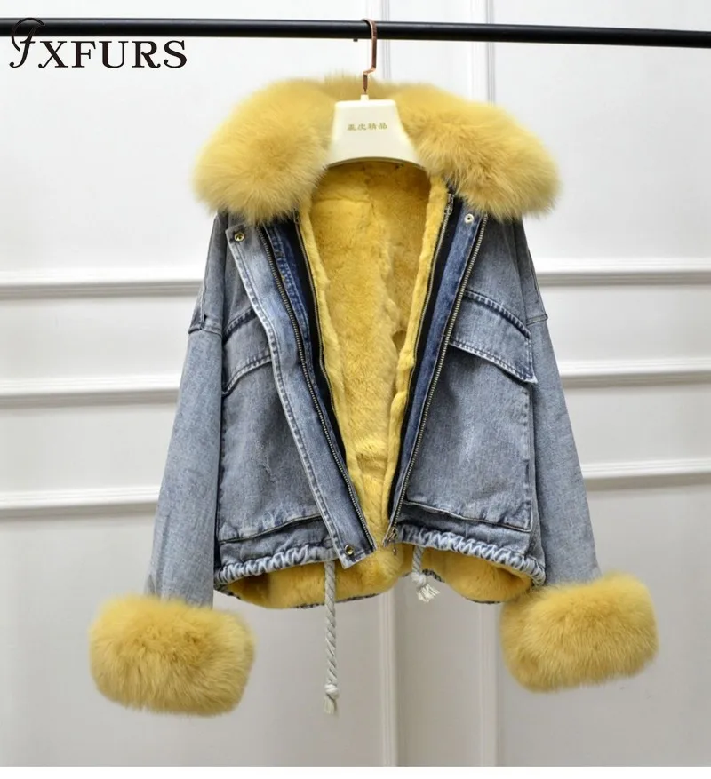 Зимняя короткая куртка для женщин 2020 пальто с натуральным мехом парка лисьим