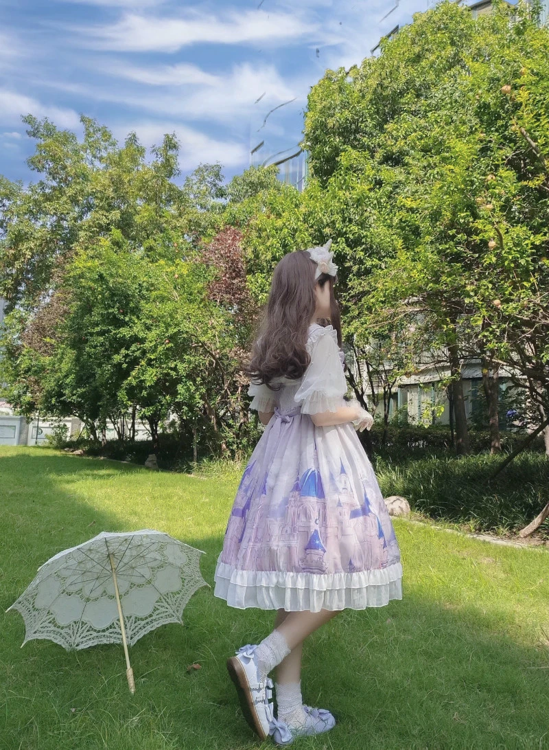 

Castle in the Sky Theme Lolita JSK Dress Przekladaniec Cake Layer Cosplay Dress High Waist Lace Sweet Japanese JSK Dress