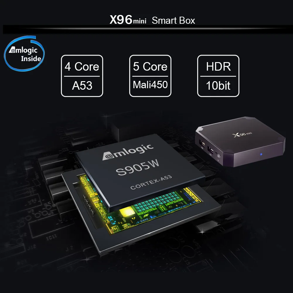 ТВ приставка Amlogic S905W X96mini 4k 2 + 16 ГБ Android 7 1 4 ГГц Wi Fi|ТВ-приставки и медиаплееры| |