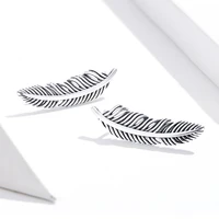 designer fashion 925 sterling silver retro feather earrings trend new product be suitable for men and women fit any occassion