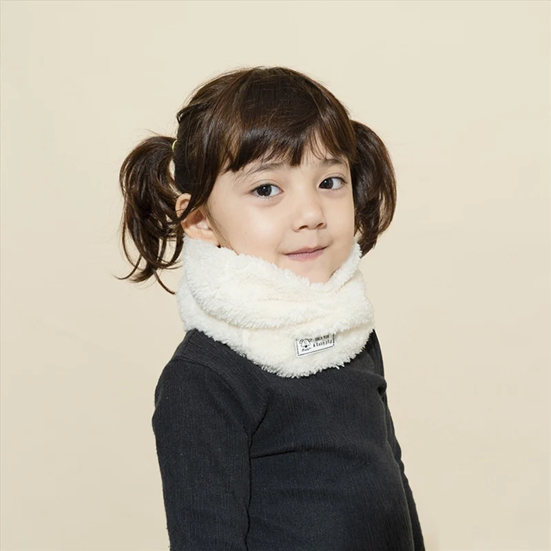 Winter cute Children Scarf Boy Girls Scarves Baby Fur Collar Scarf Ring Pompom Neck Warmers Women Present Berber Fleece24CM - Цвет: 02