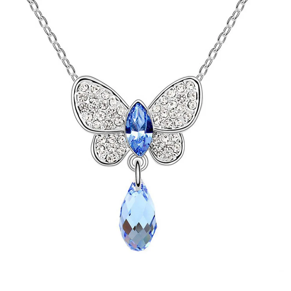 Новая модная 4 вида цветов Очаровательная подвеска в виде бабочки ожерелье для