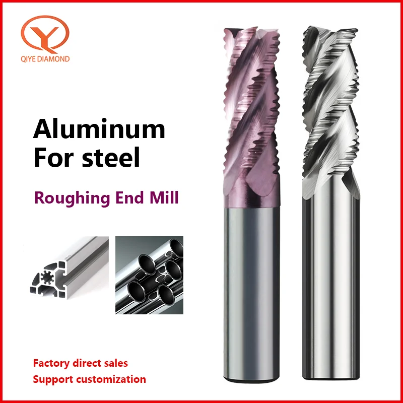QIYE твердосплавная концевая фреза для черновой обработки 3 канавки 4 резцы с ЧПУ