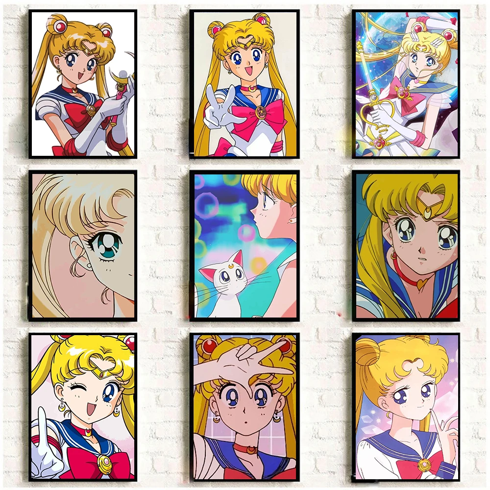 

Anime Role Sailor Moon Art Prints Poster Lovely Pink Girly Style Canvas Painting Girls Room Interior Home Decor Birthday Gift