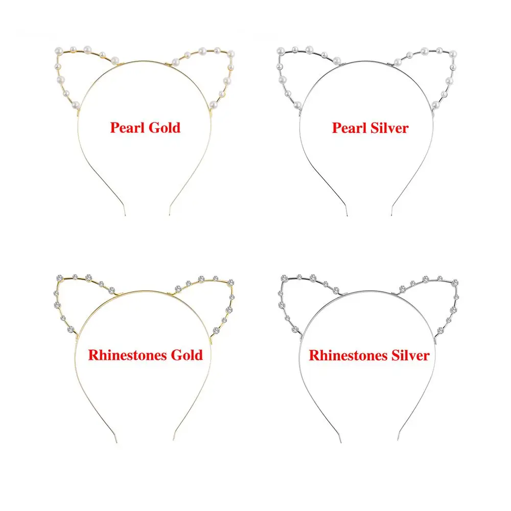 Сплав Стразы с милыми кошачьими ушками для девочек повязка на голову модная