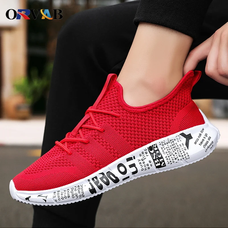 

Men Shoes Summer Brand Fashion Men Casual Shoes Lightweight Breathable Men Sneakers Lace Up Gray White Black Red Tenis Man Shoes